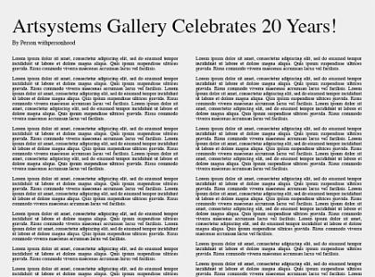Artsystems Gallery Celebrates 20 years!